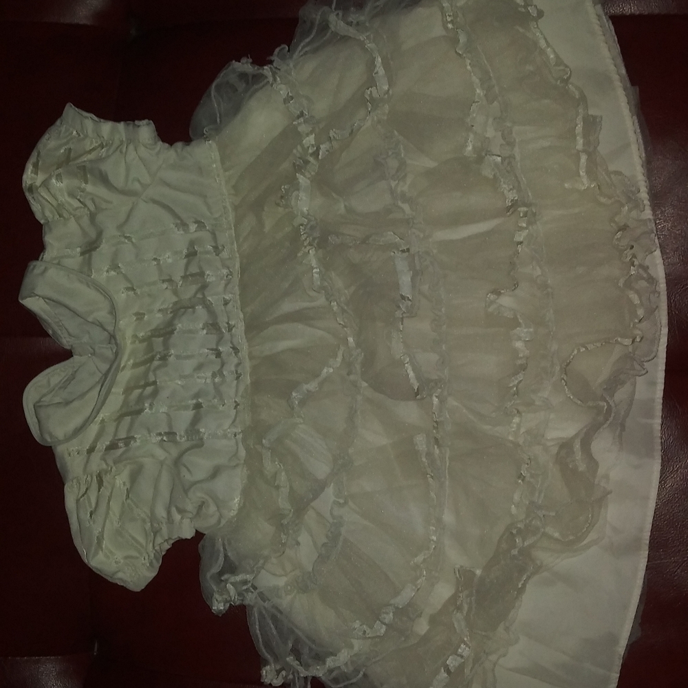 White/Beige ruffle dress